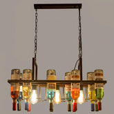 Multicolored Glass Bottle Shade Vintage Pendant Light - Clowas
